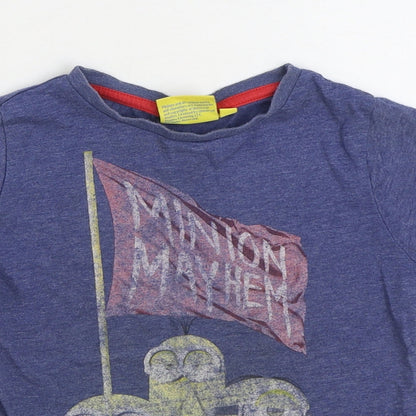 Rebel Boys Blue 100% Cotton Basic T-Shirt Size 4-5 Years Round Neck Pullover - Minions