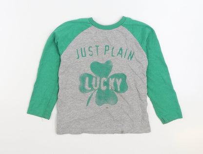 Dunnes Stores Boys Grey 100% Cotton Basic T-Shirt Size 5 Years Round Neck Pullover - Just Plain Lucky