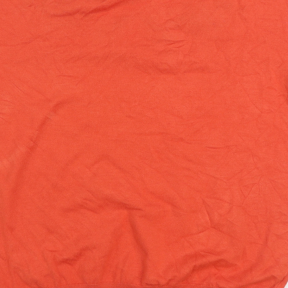 Rant & Rave Womens Orange Round Neck Floral Viscose Pullover Jumper Size L
