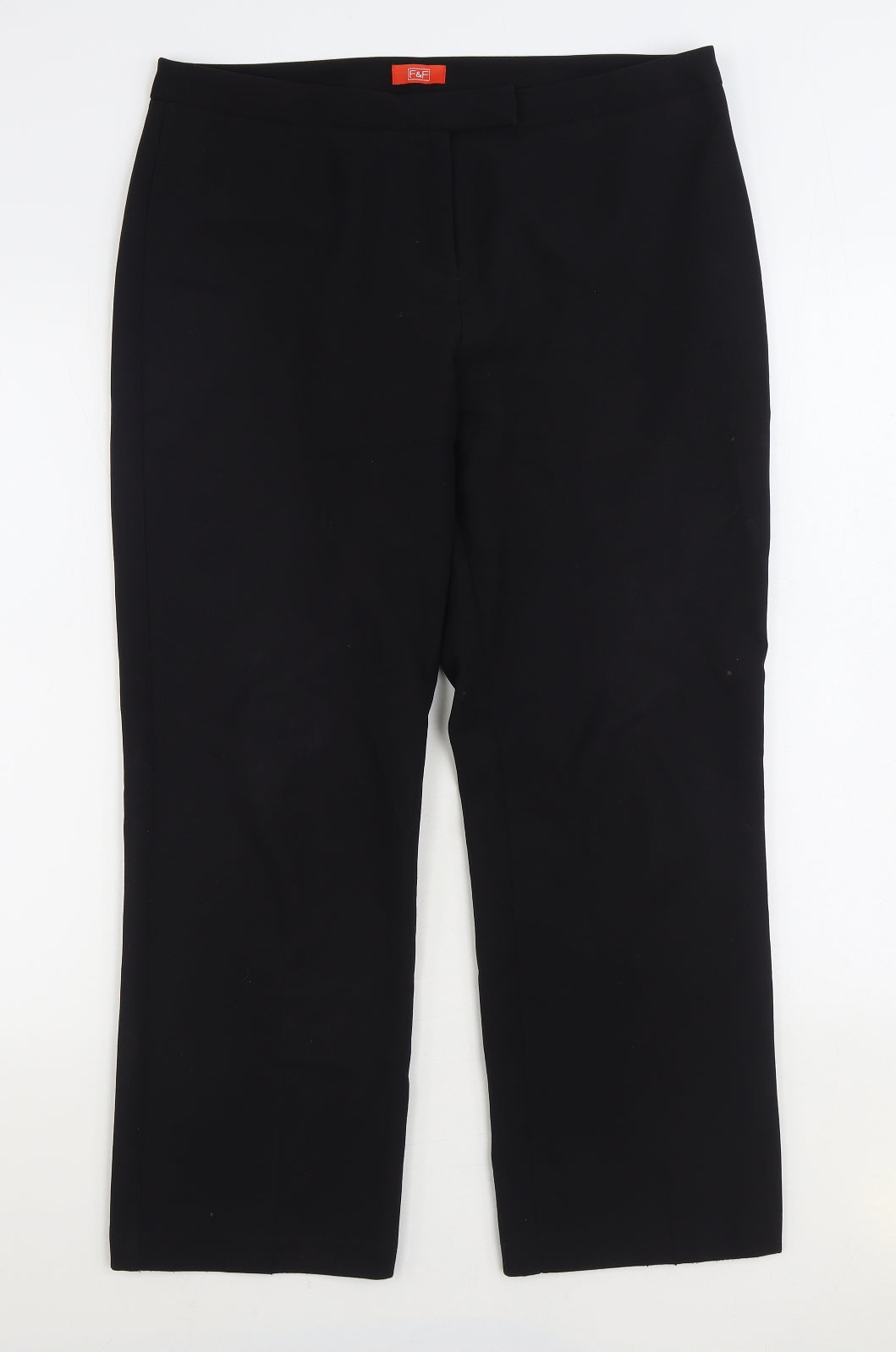 F&F Womens Black Polyester Trousers Size 12 L27 in Regular Zip
