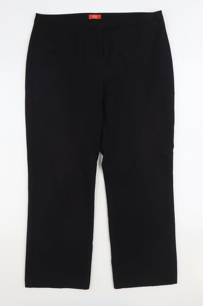 F&F Womens Black Polyester Trousers Size 12 L27 in Regular Zip