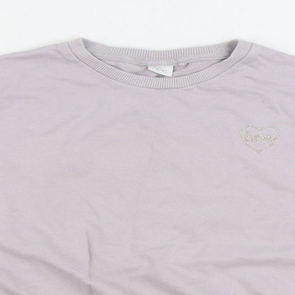 NEXT Girls Grey Cotton Pullover Sweatshirt Size 10 Years Pullover - Cropped Love