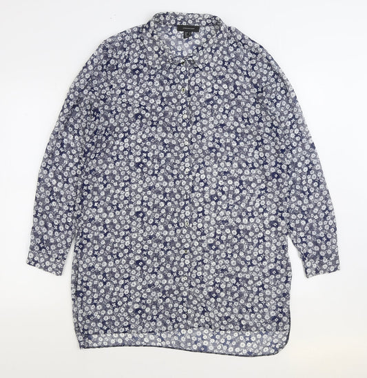 Womens UK Size 14 Atmosphere Blue Basic Button-Up
