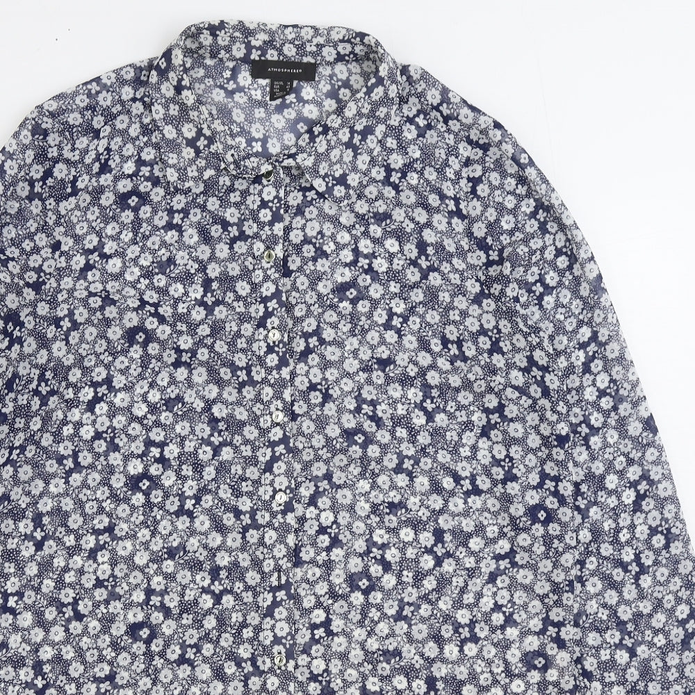 Womens UK Size 14 Atmosphere Blue Basic Button-Up