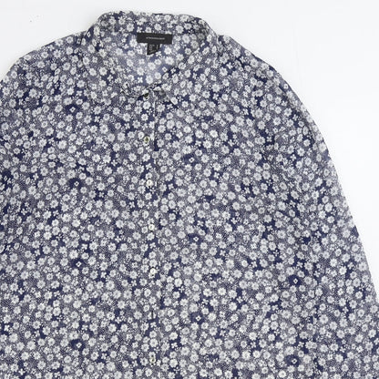 Womens UK Size 14 Atmosphere Blue Basic Button-Up