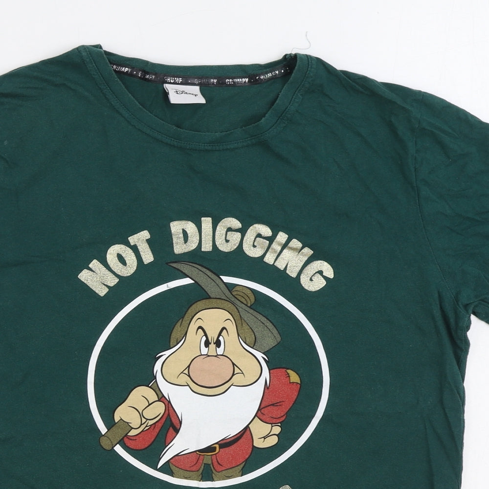 Primark Mens Green Cotton T-Shirt Size M Round Neck - Grumpy