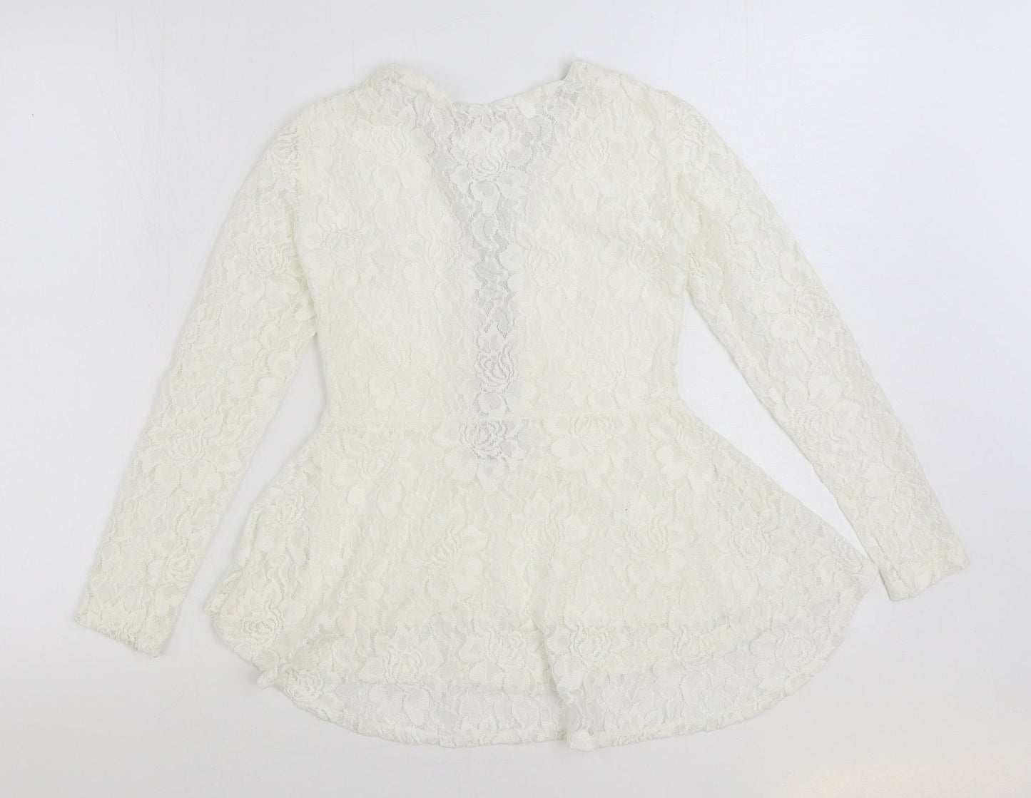 V London Womens White Polyester Basic Blouse Size S V-Neck