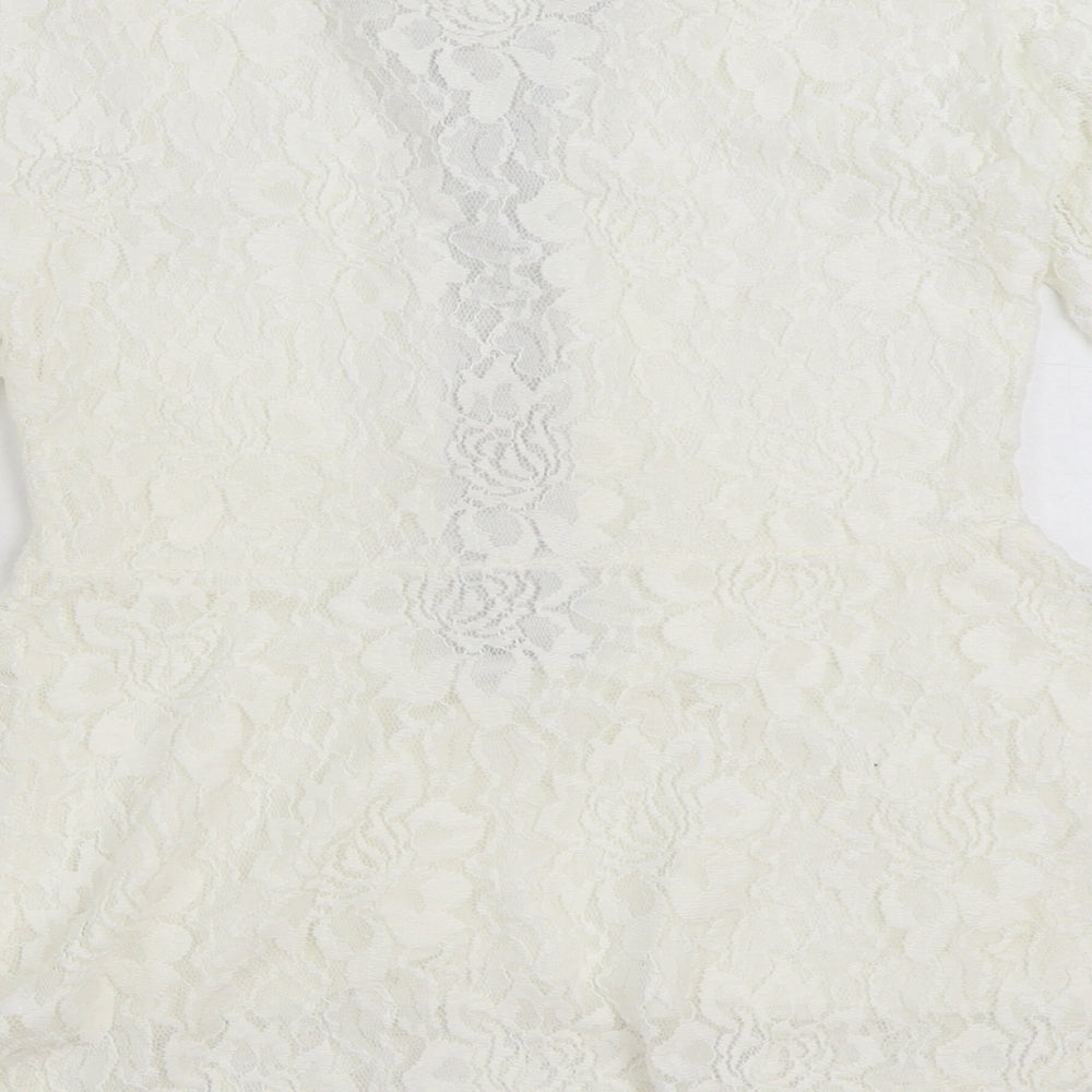 V London Womens White Polyester Basic Blouse Size S V-Neck