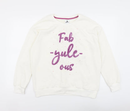 George Womens White Cotton Pullover Sweatshirt Size M Pullover