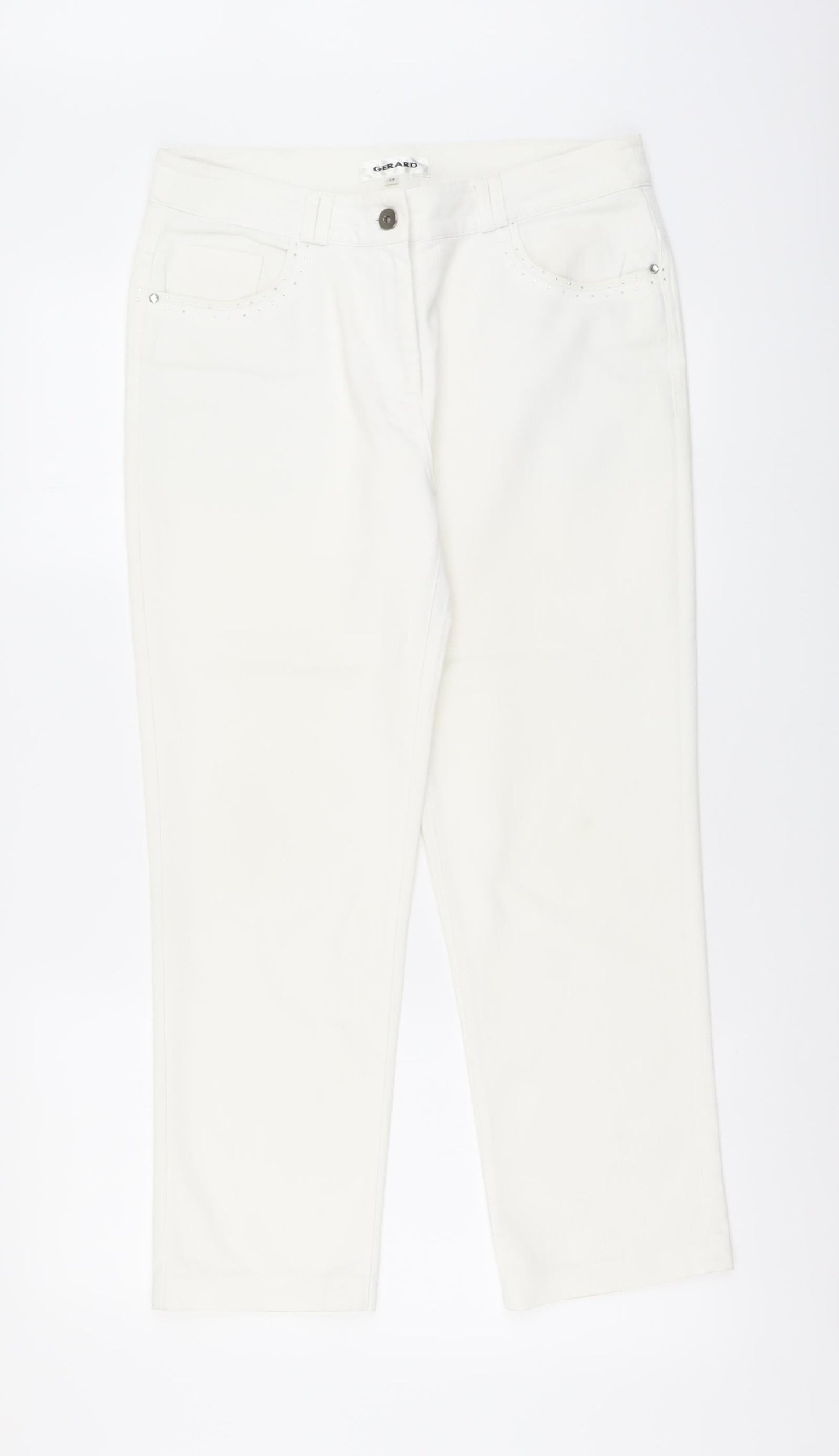 Gerard Womens White Cotton Straight Jeans Size 12 L26 in Regular Button