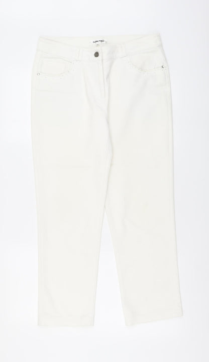 Gerard Womens White Cotton Straight Jeans Size 12 L26 in Regular Button