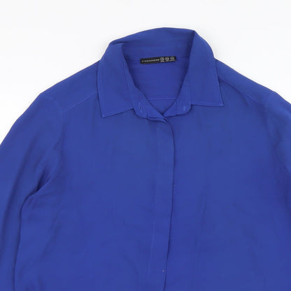 Womens UK Size 14 Atmosphere Blue Basic Button-Up