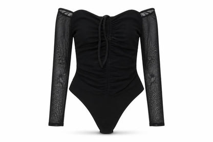 Womens UK Size 12 PRETTYLITTLETHING One-Piece Black Bodysuit