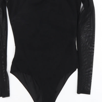 PRETTYLITTLETHING Womens Black Polyester Bodysuit One-Piece Size 12 Snap