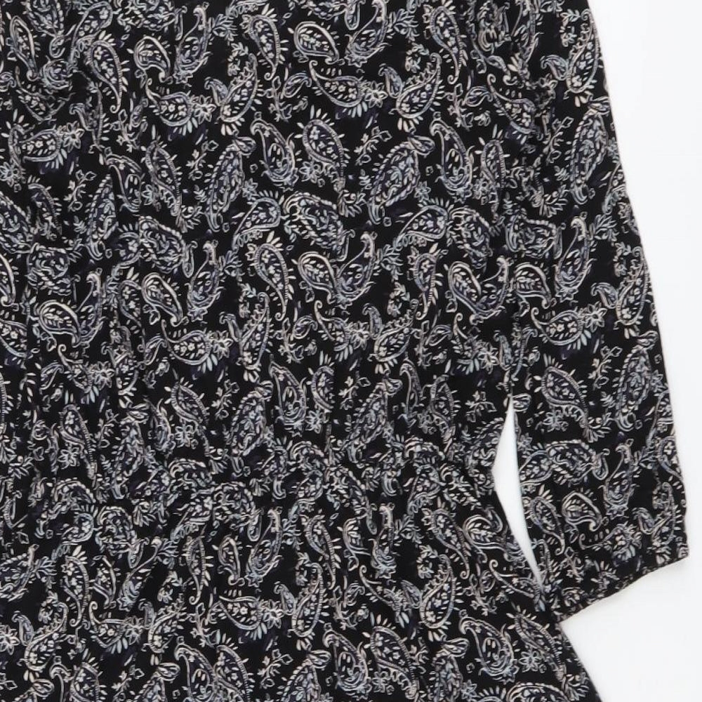 NEXT Womens Black Paisley Viscose A-Line Size 10 V-Neck Pullover