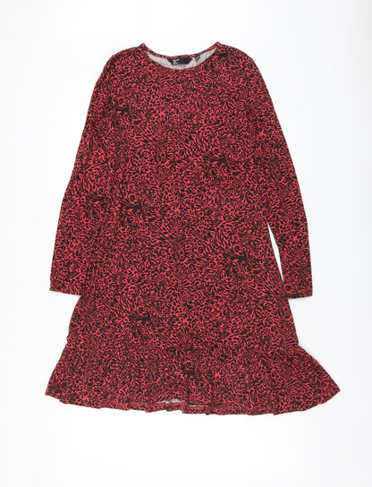 Friends like these Womens Red Animal Print Viscose Trapeze & Swing Size 10 Round Neck Pullover