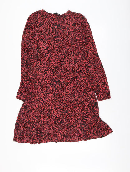 Friends like these Womens Red Animal Print Viscose Trapeze & Swing Size 10 Round Neck Pullover