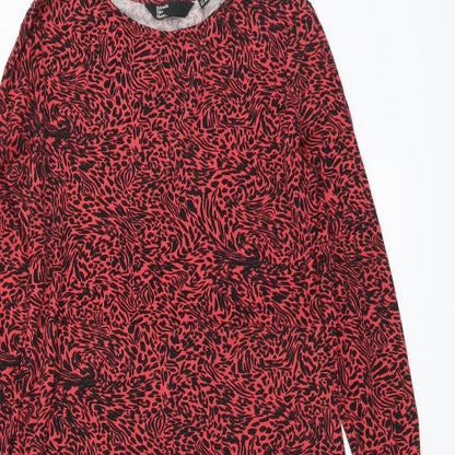 Friends like these Womens Red Animal Print Viscose Trapeze & Swing Size 10 Round Neck Pullover