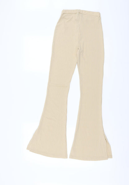 Womens UK Size 8 Boohoo Regular Fit Sweatpants Beige Trousers