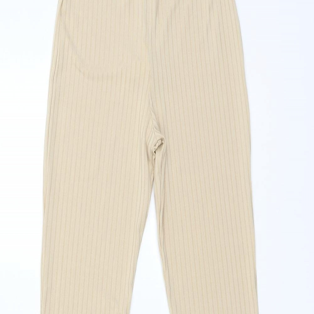 Womens UK Size 8 Boohoo Regular Fit Sweatpants Beige Trousers