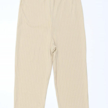 Womens UK Size 8 Boohoo Regular Fit Sweatpants Beige Trousers