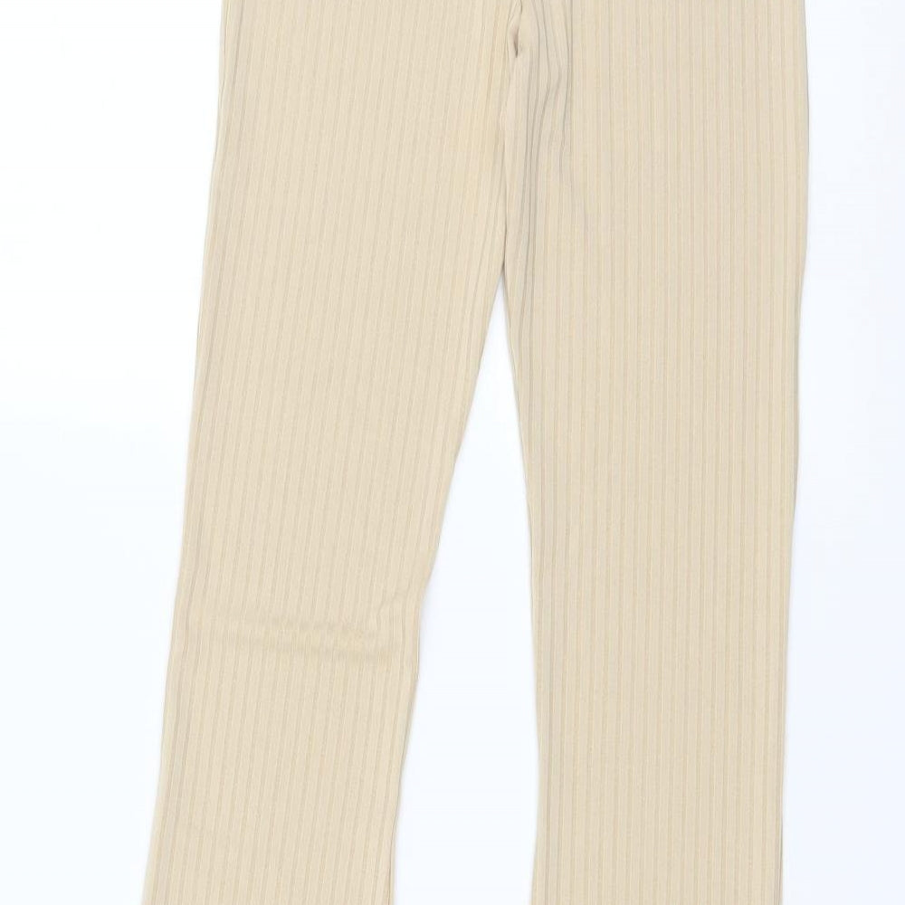 Womens UK Size 8 Boohoo Regular Fit Sweatpants Beige Trousers
