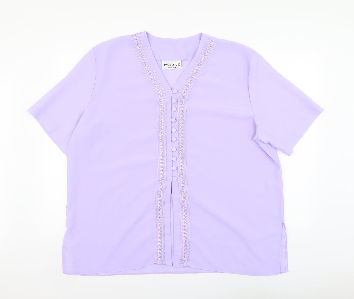 Womens UK Size XL Eye Catch Purple Basic Blouse