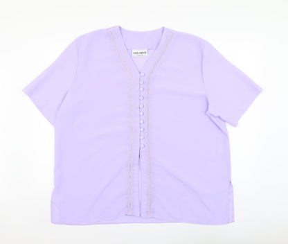 Womens UK Size XL Eye Catch Purple Basic Blouse