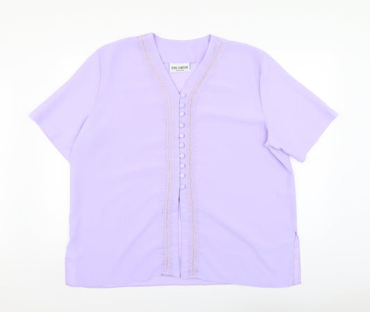 Womens UK Size XL Eye Catch Purple Basic Blouse