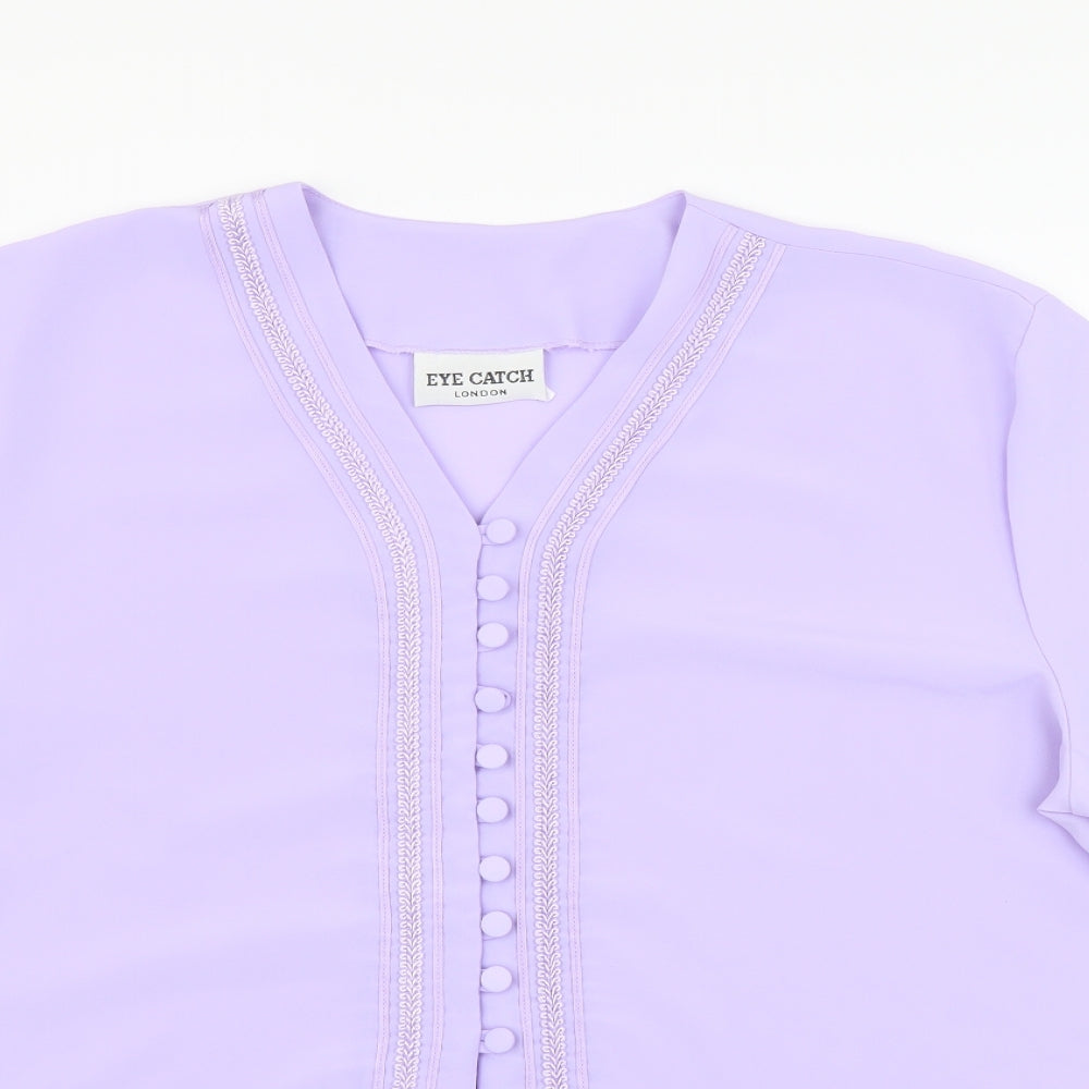 Womens UK Size XL Eye Catch Purple Basic Blouse