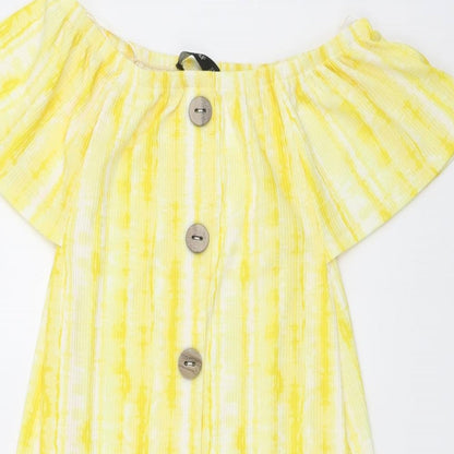 F&F Womens Yellow Polyester A-Line Size 8 Square Neck Pullover