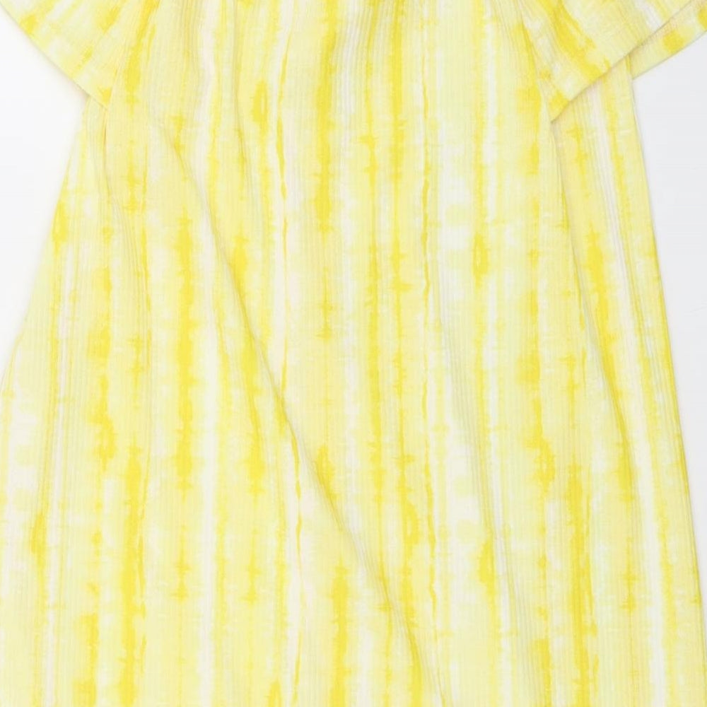 F&F Womens Yellow Polyester A-Line Size 8 Square Neck Pullover