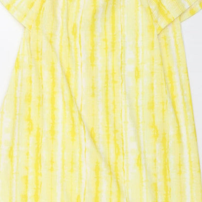F&F Womens Yellow Polyester A-Line Size 8 Square Neck Pullover