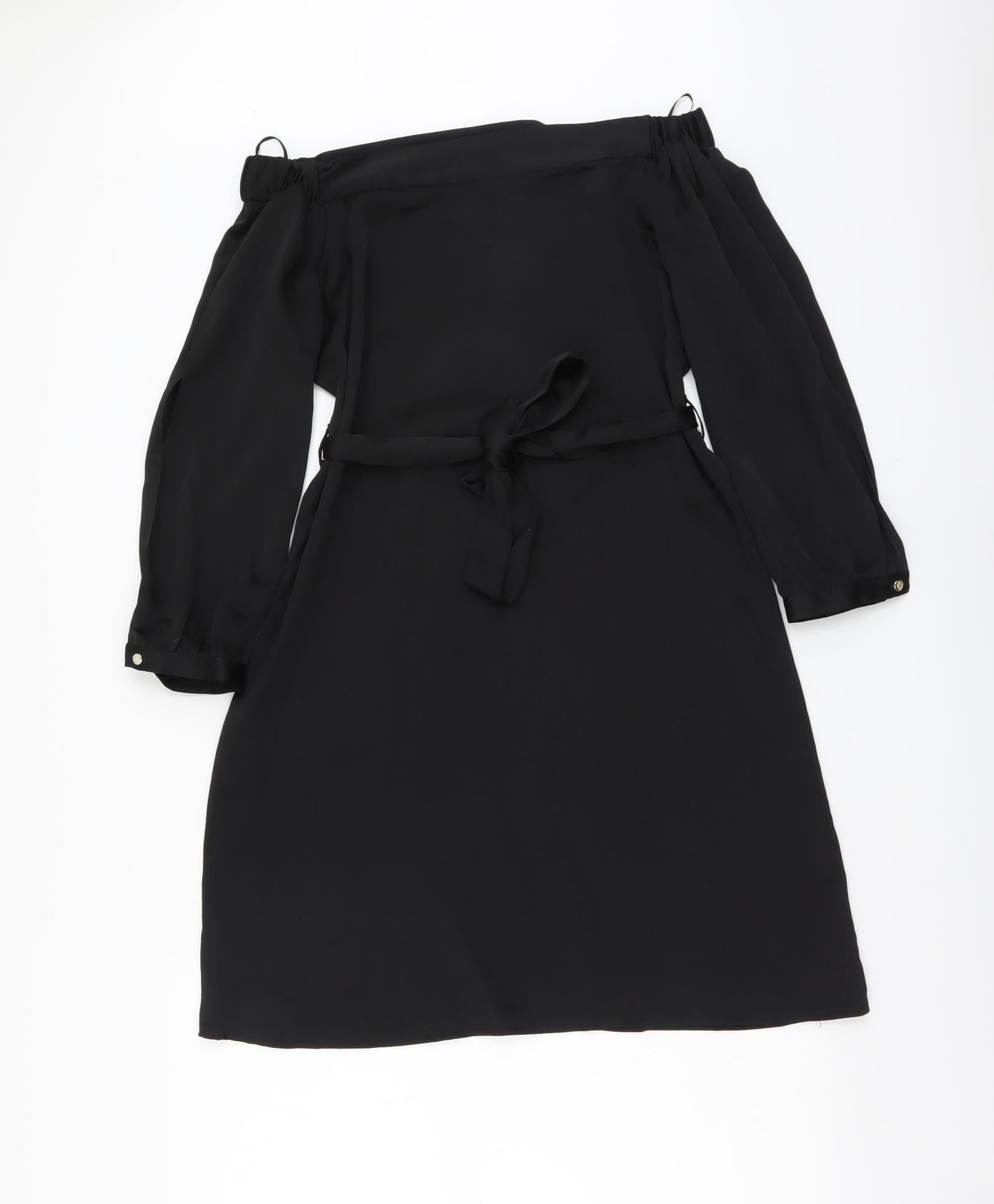 Peacocks Womens Black Polyester A-Line Size 8 Off the Shoulder Pullover