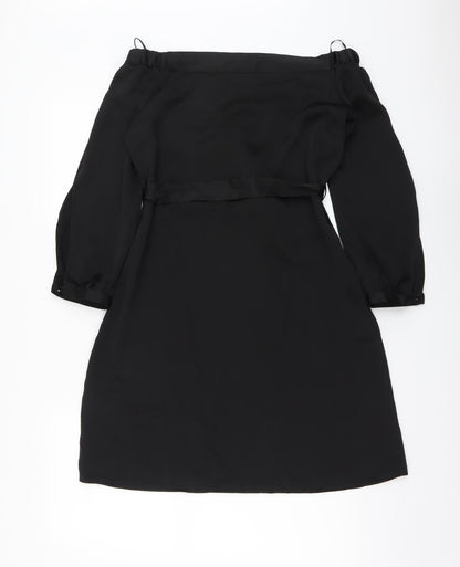 Peacocks Womens Black Polyester A-Line Size 8 Off the Shoulder Pullover