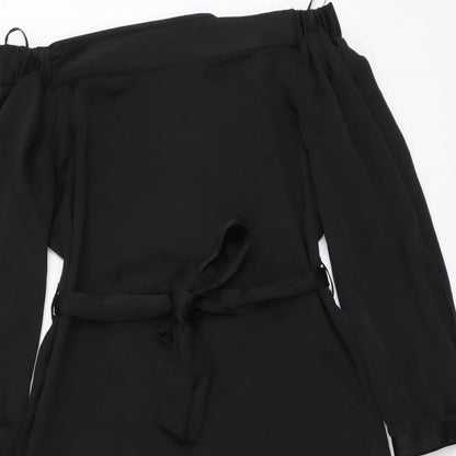 Peacocks Womens Black Polyester A-Line Size 8 Off the Shoulder Pullover