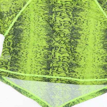 SheIn Womens Green Animal Print Polyester Cropped T-Shirt Size S Round Neck - Snake pattern