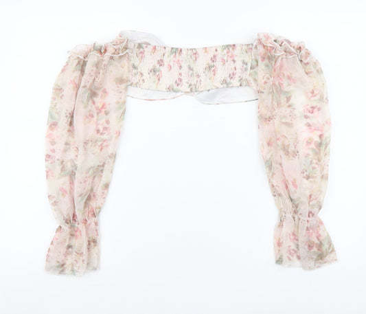 I SAW IT FIRST Womens Pink Floral Polyester Cropped Blouse Size 14 Sweetheart