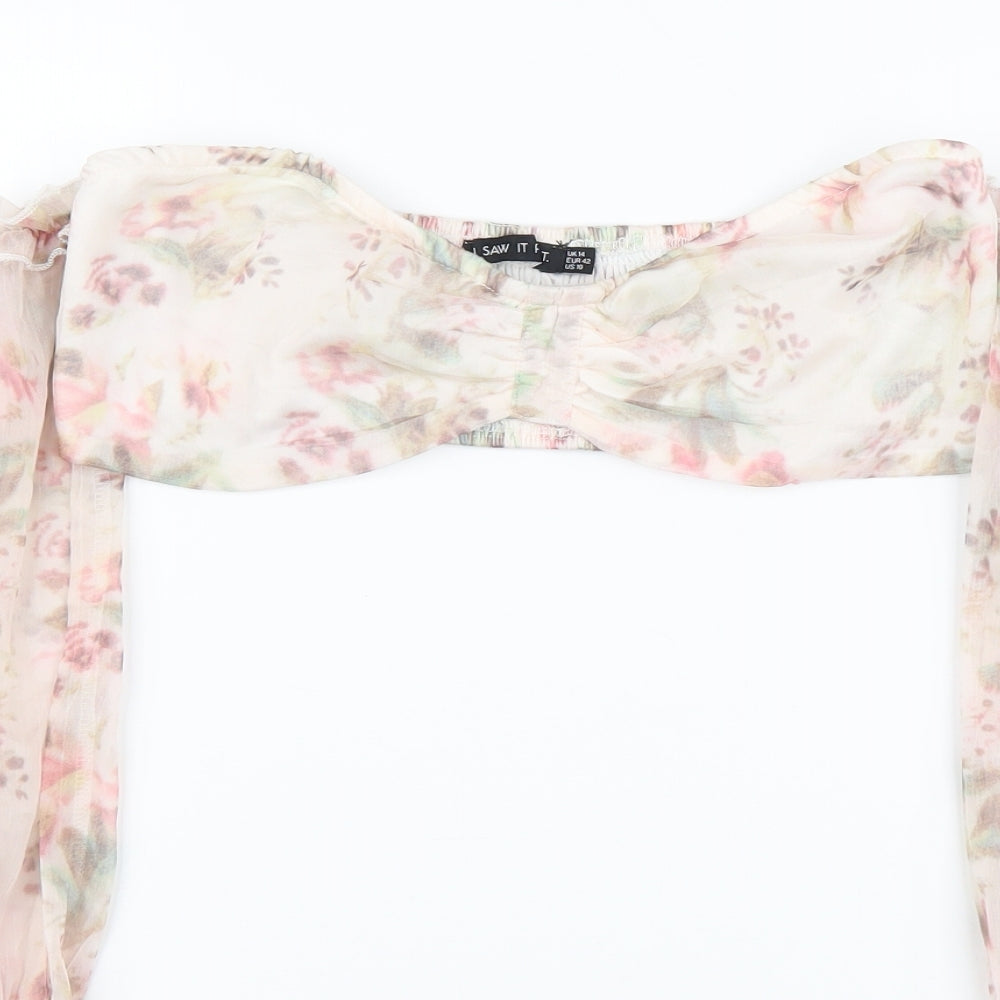 Womens UK Size 14 I SAW IT FIRST Pink Cropped Blouse