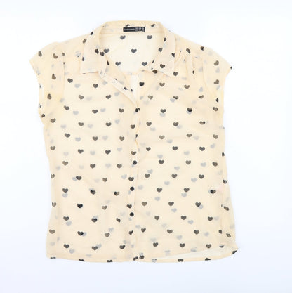 Womens UK Size 12 Atmosphere Beige Basic Button-Up
