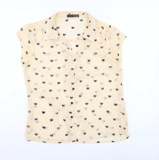 Womens UK Size 12 Atmosphere Beige Basic Button-Up