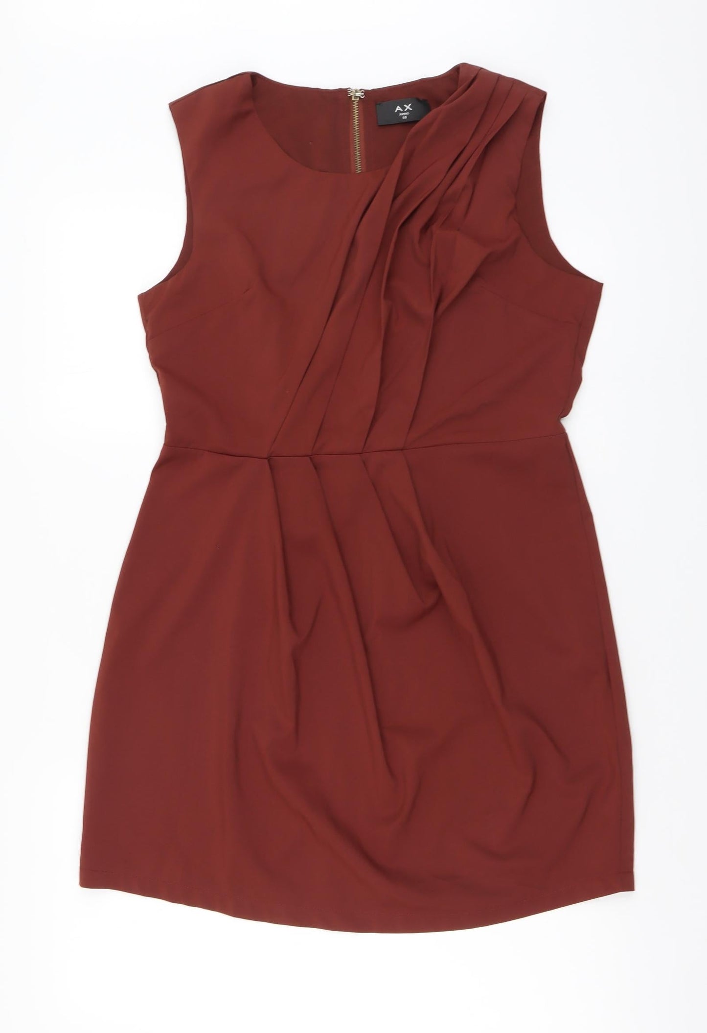 AX Paris Womens Brown Nylon Mini Size 14 Round Neck Zip