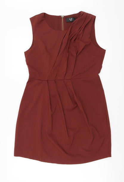 AX Paris Womens Brown Nylon Mini Size 14 Round Neck Zip