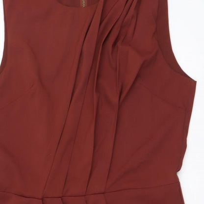 AX Paris Womens Brown Nylon Mini Size 14 Round Neck Zip