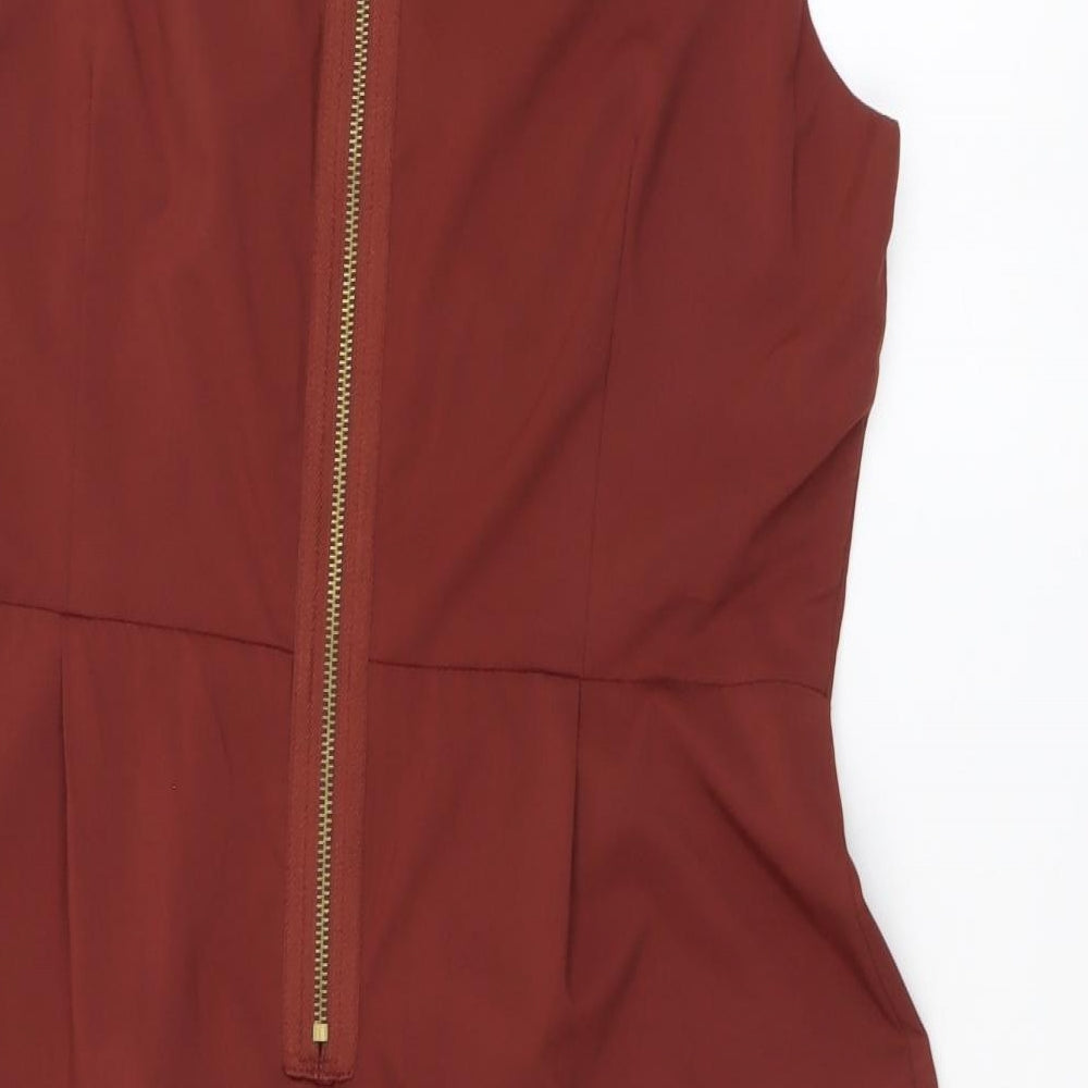 AX Paris Womens Brown Nylon Mini Size 14 Round Neck Zip