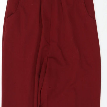 Ocealis Womens Red Polyester Trousers Size 10 L27 in Regular