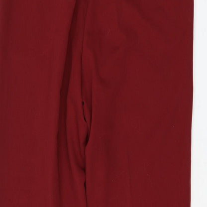 Ocealis Womens Red Polyester Trousers Size 10 L27 in Regular