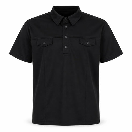 C.S Athletic Mens Black Polyester Polo Size L Collared Button