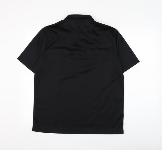 C.S Athletic Mens Black Polyester Polo Size L Collared Button