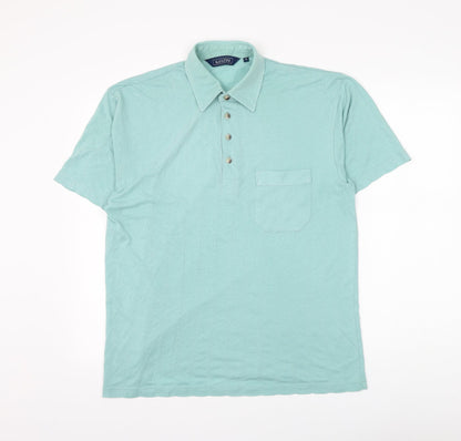 Savatini Mens Green Polyester Polo Size M Collared Button